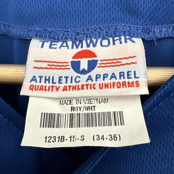 Teamwork Athletic Apparel Baseball Blank Jersey Adult Sz Small 34-36 Royal Blue - Picture 4 of 7